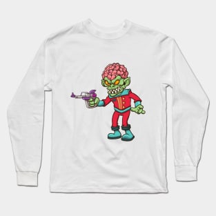 Evil Alien With Space Gun Long Sleeve T-Shirt